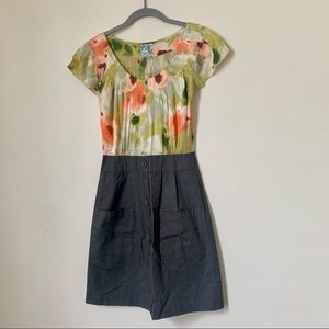 Anthropologie Tabitha Silk Cotton Floral Dress